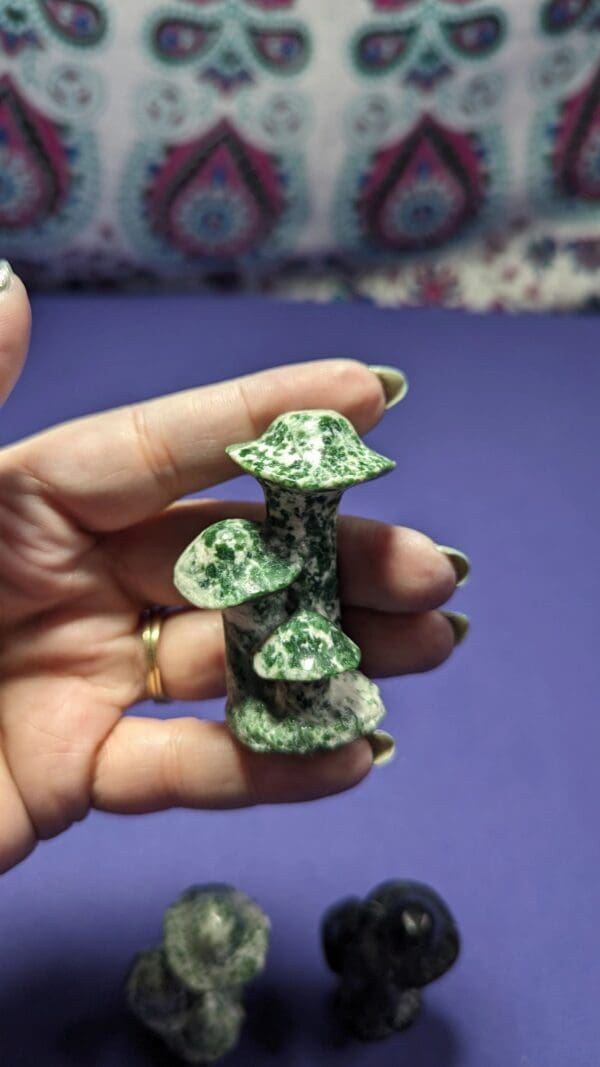 A person holding a green and white candy.