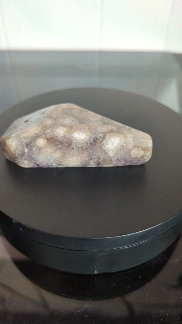 A piece of food sitting on top of a table.