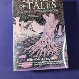 A book cover with trees and purple background