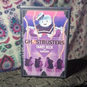 A box of tarot deck with the cover art for ghostbusters.