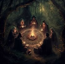 A group of people gathered around a table with a candle.